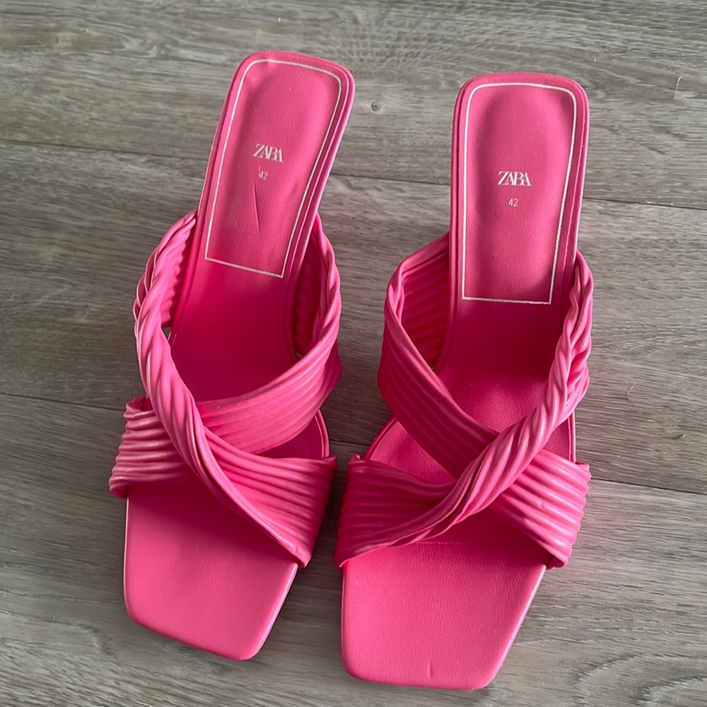 New Zara Pink Slide Heels 42